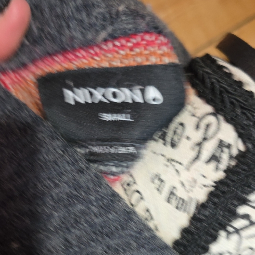 Nixon Womens Southwestern Geometric Knit Cardigan Sweater Grey Orange Small - Picture 2 of 6